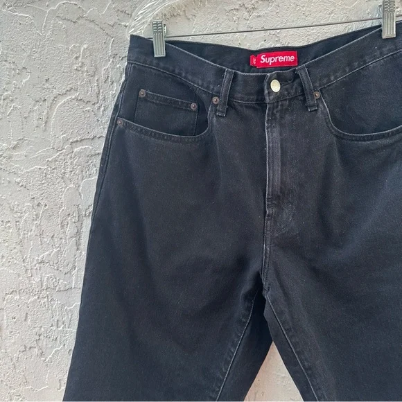 SUPREME Shorts Men 32 Denim Jeans Jorts Logo Streetwear Black - Picture 4 of 12